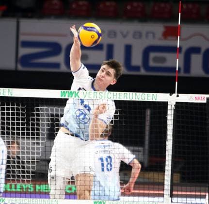 Simon KOHN Friedrichshafen , He Volleyballl, Bundesliga 2024 25 WWK Volleys Herrsching vs VfB Friedrichshafen, 10 01 25, BMW Park Copyright: WolfgangxFehrmann