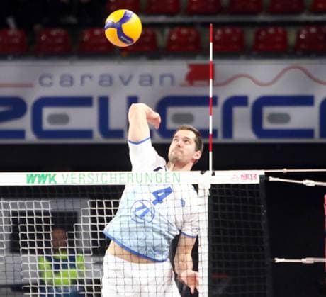 Tim PETER Friedrichshafen , He Volleyballl, Bundesliga 2024 25 WWK Volleys Herrsching vs VfB Friedrichshafen, 10 01 25, BMW Park Copyright: WolfgangxFehrmann