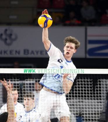 Simon TABERMANN UHRENHOLT Friedrichshafen , He Volleyballl, Bundesliga 2024 25 WWK Volleys Herrsching vs VfB Friedrichshafen, 10 01 25, BMW Park Copyright: WolfgangxFehrmann