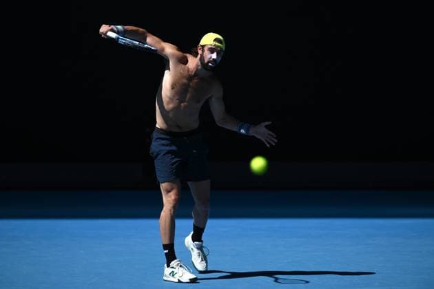 TENNIS AUSTRALIAN OPEN PRACTICE, Jordan Thompson of Australia during a practice session ahead of the Australian Open at Melbourne Park in Melbourne, Saturday, January 11, 2025. ( NO ARCHIVING, EDITORIAL USE ONLY, NO USE IN BOOKS WITHOUT CONSENT Melbourne Victoria Australia  Copyright: xJOELxCARRETTx 20250111139253358562