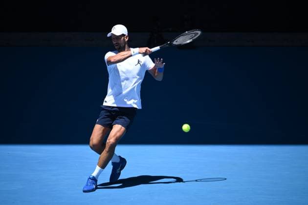 TENNIS AUSTRALIAN OPEN PRACTICE, Novak Djokovic of Serbia during a practice session ahead of the Australian Open at Melbourne Park in Melbourne, Saturday, January 11, 2025. ( NO ARCHIVING, EDITORIAL USE ONLY, NO USE IN BOOKS WITHOUT CONSENT Melbourne Victoria Australia  Copyright: xJOELxCARRETTx 20250111118032526970