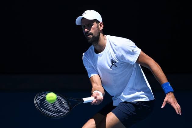 TENNIS AUSTRALIAN OPEN PRACTICE, Novak Djokovic of Serbia during a practice session ahead of the Australian Open at Melbourne Park in Melbourne, Saturday, January 11, 2025. ( NO ARCHIVING, EDITORIAL USE ONLY, NO USE IN BOOKS WITHOUT CONSENT Melbourne Victoria Australia  Copyright: xJOELxCARRETTx 20250111149560722934