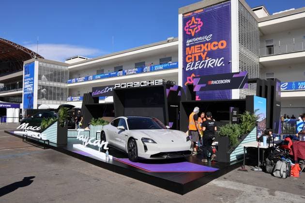 Porsche Macan promotion stand in the paddock, FIA Formula E World Championship Season 11, Mexico City E Prix, 10 01 2025, Mexico, E Mobility