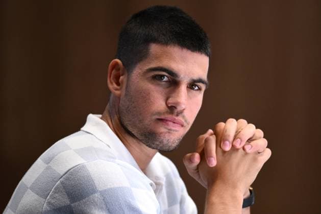 TENNIS AUSTRALIAN OPEN PRACTICE, Carlos Alcaraz of Spain during a press conference, PK, Pressekonferenz ahead of the Australian Open at Melbourne Park in Melbourne, Saturday, January 11, 2025. ( NO ARCHIVING, EDITORIAL USE ONLY, NO USE IN BOOKS WITHOUT CONSENT Melbourne Victoria Australia  Copyright: xJOELxCARRETTx 20250111187117187735