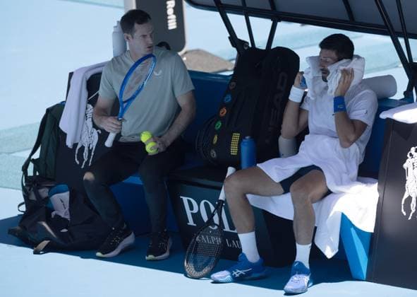 Andy Murray and Novak Djokovic during practice Australian Open, Saturday Previews, Tennis, Melbourne Park, Melbourne, Australia - 11 Jan 2025  Copyright: xEllaxLing Shutterstockx 15095107t