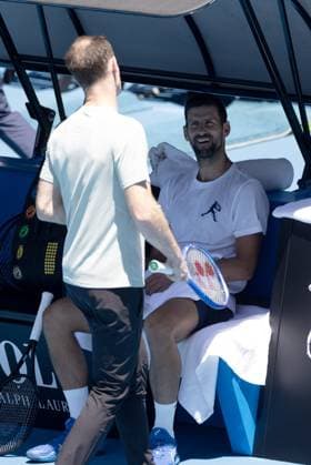 Andy Murray and Novak Djokovic during practice Australian Open, Saturday Previews, Tennis, Melbourne Park, Melbourne, Australia - 11 Jan 2025  Copyright: xEllaxLing Shutterstockx 15095107s