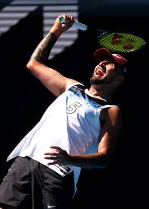 Nick Kyrgios of Australia smiles during practice Australian Open, Saturday Previews, Tennis, Melbourne Park, Melbourne, Australia - 11 Jan 2025  Copyright: xEllaxLing Shutterstockx 15095107ba