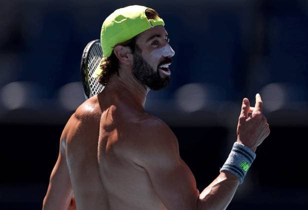 Jordan Thompson of Australia practices shirtless Australian Open, Saturday Previews, Tennis, Melbourne Park, Melbourne, Australia - 11 Jan 2025  Copyright: xEllaxLing Shutterstockx 15095107bb