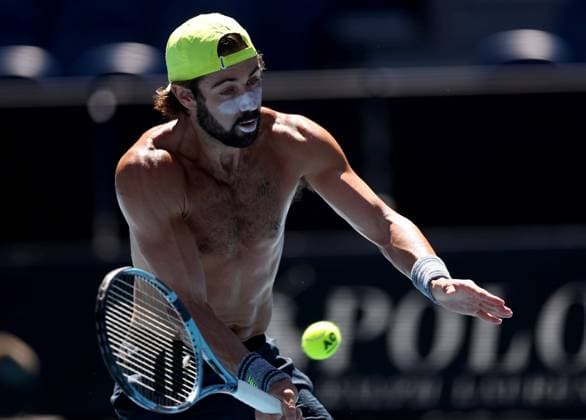 Jordan Thompson of Australia practices shirtless Australian Open, Saturday Previews, Tennis, Melbourne Park, Melbourne, Australia - 11 Jan 2025  Copyright: xEllaxLing Shutterstockx 15095107ax