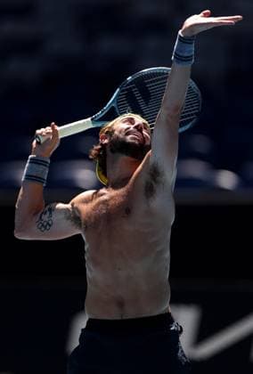 Jordan Thompson of Australia practices shirtless Australian Open, Saturday Previews, Tennis, Melbourne Park, Melbourne, Australia - 11 Jan 2025  Copyright: xEllaxLing Shutterstockx 15095107aw