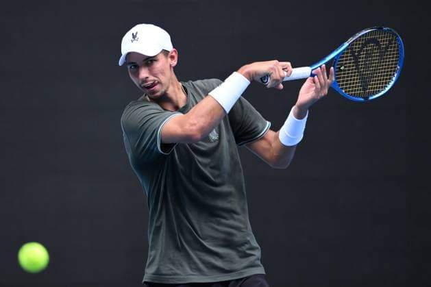 TENNIS AUSTRALIAN OPEN PRACTICE, Alexei Popyrin of Australia during a practice session ahead of the Australian Open at Melbourne Park in Melbourne, Saturday, January 11, 2025. ( NO ARCHIVING, EDITORIAL USE ONLY, NO USE IN BOOKS WITHOUT CONSENT Melbourne Victoria Australia  Copyright: xJOELxCARRETTx 20250111149154499374