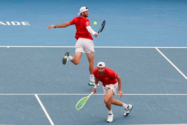TENNIS ADELAIDE INTERNATIONAL, Simone Bolelli and Andrea Vavassori of Italy in the doubles Final match against Kevin Krawietz and Tim Puetz of Germany during the Adelaide International at Memorial Drive Tennis Club in Adelaide, Saturday, January 11, 2025. ( NO ARCHIVING, EDITORIAL USE ONLY, NO USE IN BOOKS WITHOUT CONSENT ADELAIDE SOUTH AUSTRALIA AUSTRALIA  Copyright: xMATTxTURNERx 20250111165908757564