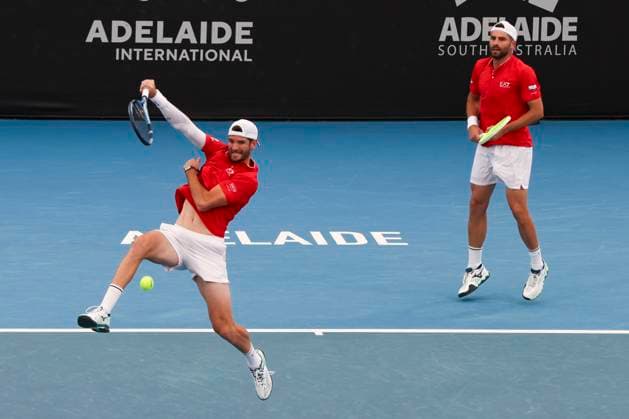 TENNIS ADELAIDE INTERNATIONAL, Simone Bolelli and Andrea Vavassori of Italy in the doubles Final match against Kevin Krawietz and Tim Puetz of Germany during the Adelaide International at Memorial Drive Tennis Club in Adelaide, Saturday, January 11, 2025. ( NO ARCHIVING, EDITORIAL USE ONLY, NO USE IN BOOKS WITHOUT CONSENT ADELAIDE SOUTH AUSTRALIA AUSTRALIA  Copyright: xMATTxTURNERx 20250111185127991148