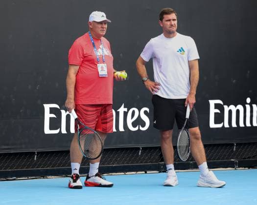 Alexander Zverev brother Mischa and father Alexander training, Australian Open 2024, Melbourne Park, Melbourne, Victoria, Australia Copyright: xJuergenxHasenkopfx