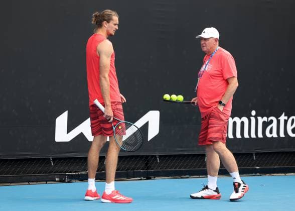 Alexander Zverev training with his father Alexander, Australian Open 2024, Melbourne Park, Melbourne, Victoria, Australia Copyright: xJuergenxHasenkopfx