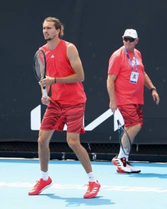 Alexander Zverev training, father Alexander in the background, Australian Open 2024, Melbourne Park, Melbourne, Victoria, Australia Copyright: xJuergenxHasenkopfx