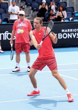 Alexander Zverev training, father Alexander in the background, Australian Open 2024, Melbourne Park, Melbourne, Victoria, Australia Copyright: xJuergenxHasenkopfx