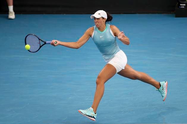 TENNIS ADELAIDE INTERNATIONAL, Madison Keys of the USA in the Women?s Final match against Jessica Pegula of the USA during the Adelaide International at Memorial Drive Tennis Club in Adelaide, Saturday, January 11, 2025. ( NO ARCHIVING, EDITORIAL USE ONLY, NO USE IN BOOKS WITHOUT CONSENT ADELAIDE SOUTH AUSTRALIA AUSTRALIA  Copyright: xMATTxTURNERx 20250111151863638444