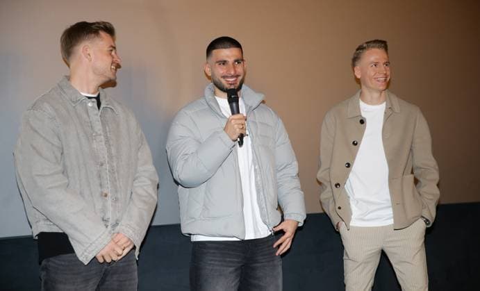 Stuttgart , Documentary Our Team The European Home Championship 2024 at CinemaxX Stuttgart SI Centrum , from left Maximilian Mittelstädt Deniz Undav Chris Führich