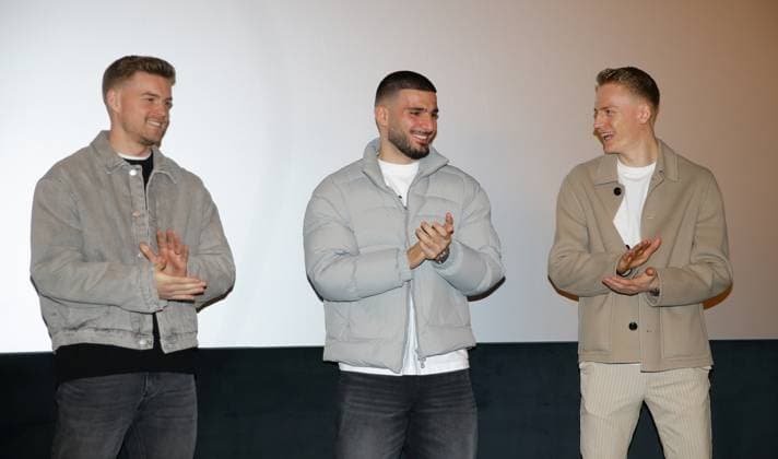 Stuttgart , Documentary Our Team The European Home Championship 2024 at CinemaxX Stuttgart SI Centrum , from left Maximilian Mittelstädt Deniz Undav Chris Führich