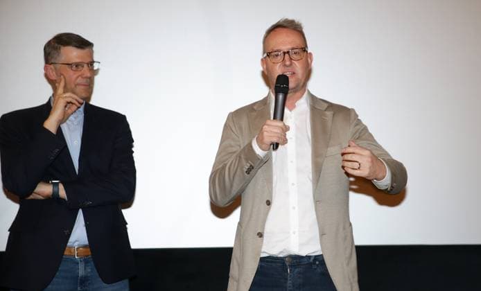 Stuttgart , Documentary Our Team The European Home Championship 2024 at CinemaxX Stuttgart SI Centrum , from left Matthias Schöck Alexander Wehrle