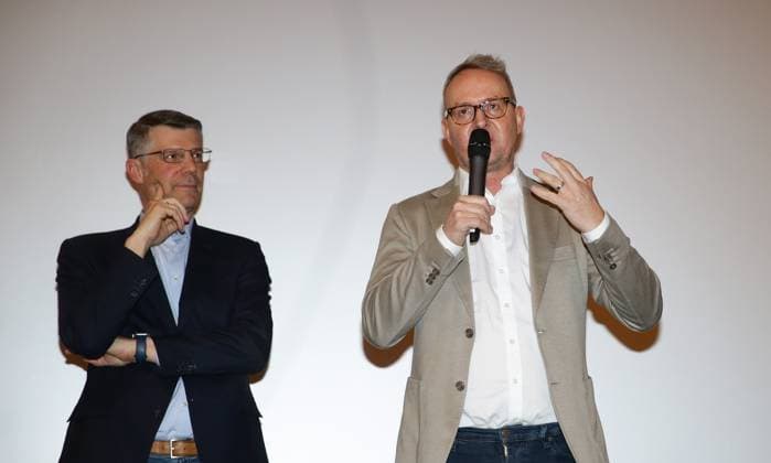 Stuttgart , Documentary Our Team The European Home Championship 2024 at CinemaxX Stuttgart SI Centrum , from left Matthias Schöck Alexander Wehrle