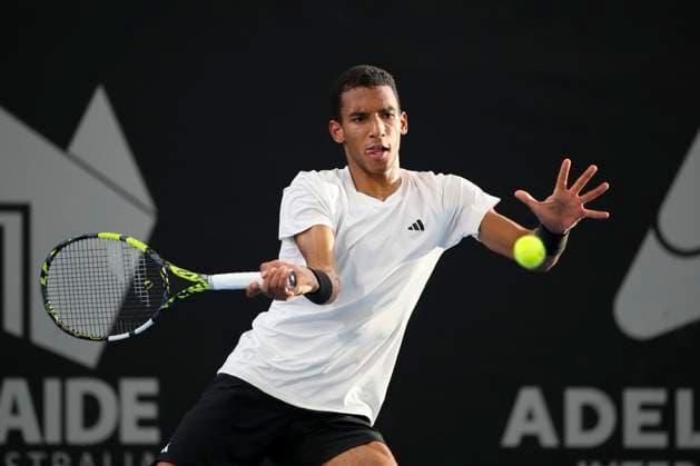Sport Bilder des Tages TENNIS ADELAIDE INTERNATIONAL, Felix Auger-Aliassime of Canada in the Men?s Final match against Sebastian Korda of the USA during the Adelaide International at Memorial Drive Tennis Club in Adelaide, Saturday, January 11, 2025. ( NO ARCHIVING, EDITORIAL USE ONLY, NO USE IN BOOKS WITHOUT CONSENT ADELAIDE SOUTH AUSTRALIA AUSTRALIA  Copyright: xMATTxTURNERx 20250111184843245106