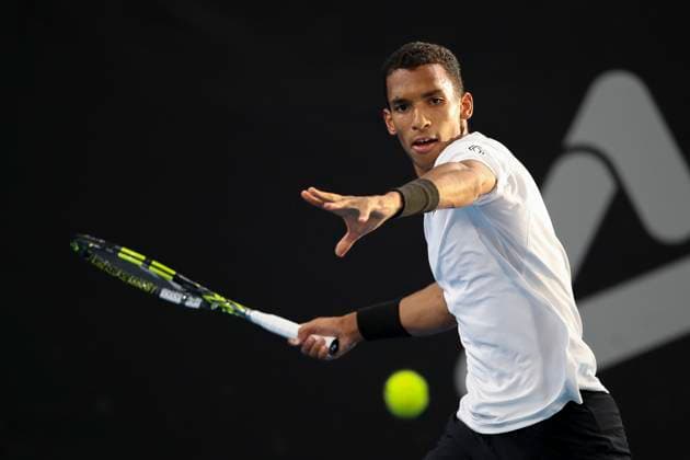 TENNIS ADELAIDE INTERNATIONAL, Felix Auger-Aliassime of Canada in the Men?s Final match against Sebastian Korda of the USA during the Adelaide International at Memorial Drive Tennis Club in Adelaide, Saturday, January 11, 2025. ( NO ARCHIVING, EDITORIAL USE ONLY, NO USE IN BOOKS WITHOUT CONSENT ADELAIDE SOUTH AUSTRALIA AUSTRALIA  Copyright: xMATTxTURNERx 20250111190412208512