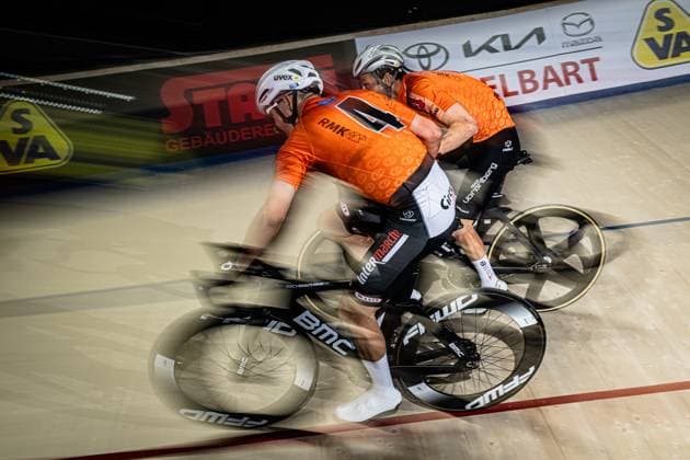 MÜLLER Tobias, RÜEGG Lukas Sixdays Bremen 2025 Team 4 RMK KANZLEI BREMEN MÜLLER Tobias GER Black RÜEGG Lukas SUI Red Landscape horizontal Landscape Event Event Sixdays Bremen 2025 Category Category Cycling Track Cycling Sixdays Elite Men Location Location Europe Germany Bremen ÖVB Arena Discipline Madison Distance m Date Date 10 01 2025 Friday Day 1