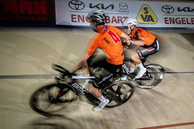 MÜLLER Tobias, RÜEGG Lukas Sixdays Bremen 2025 Team 4 RMK KANZLEI BREMEN MÜLLER Tobias GER Black RÜEGG Lukas SUI Red Landscape horizontal Landscape Event Event Sixdays Bremen 2025 Category Category Cycling Track Cycling Sixdays Elite Men Location Location Europe Germany Bremen ÖVB Arena Discipline Madison Distance m Date Date 10 01 2025 Friday Day 1