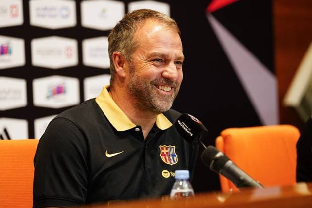 January 11, 2025, Jeddah, Saudi Arabia: FC Barcelona, Barca German coach Hansi Flick speaks during a press conference, PK, Pressekonferenz ahead of the Spanish Super Cup final match El Clasico between FC Barcelona and Real Madrid at King Abdullah Sports City. Jeddah Saudi Arabia - ZUMAs197 20250111_aaa_s197_048 Copyright: xIsmaelxAdnanx