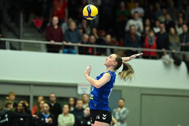 Kelsey Veltman Allianz MTV Stuttgart, 14 Dresdner SC vs Allianz MTV Stuttgart, 1 Volleyball Bundesliga Women, Season 2024 2025, 11 01 2025 Dresdner SC vs Allianz MTV Stuttgart, 1 Volleyball Bundesliga Women, Season 2024 2025, 11 01 2025 Dresden Copyright: xEibner-Pressefoto PatrickxHoepnex EP_PHR