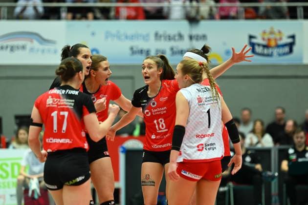 Sarah Straube Dresdner SC, 18 Dresdner SC vs Allianz MTV Stuttgart, 1 Volleyball Bundesliga Women, Season 2024 2025, 11 01 2025 Dresdner SC vs Allianz MTV Stuttgart, 1 Volleyball Bundesliga Women, Season 2024 2025, 11 01 2025 Dresden Copyright: xEibner-Pressefoto PatrickxHoepnex EP_PHR