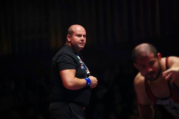 Semi-final Wrestling Bundesliga ASV Schorndorf vs SV Wacker Burghausen Referee Torsten Baumgartner during the semi-final match of the German Team Championship between ASV Schorndorf and SV Wacker Burghausen in the Birtat Wrestling Bundesliga on 01 01 2025 in Schorndorf, Germany