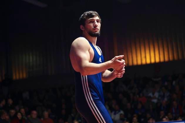 Semifinal Wrestling Bundesliga ASV Schorndorf vs SV Wacker Burghausen 80kg Greek Roman Idris Ibaev SV Wacker Burghausen in blue during the semifinal match of the German Team Championship between ASV Schorndorf and SV Wacker Burghausen in the Birtat Wrestling Bundesliga on 01 01 2025 in Schorndorf, Germany
