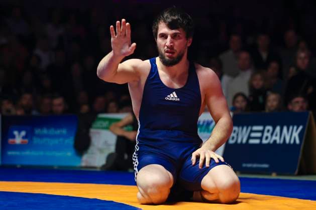 Semifinal Wrestling Bundesliga ASV Schorndorf vs SV Wacker Burghausen 80kg Greek Roman Idris Ibaev SV Wacker Burghausen in blue during the semifinal match of the German Team Championship between ASV Schorndorf and SV Wacker Burghausen in the Birtat Wrestling Bundesliga on 01 01 2025 in Schorndorf, Germany
