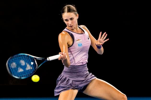 MELBOURNE, VIC - JANUARY 12: Anca Todoni of Romania in action during Round 1 of the 2025 Australian Open on January 12 2025, at Melbourne Park in Melbourne, Australia. (Photo by Jason Heidrich Icon Sportswire) TENNIS: JAN 12 Australian Open EDITORIAL USE ONLY Icon250112077