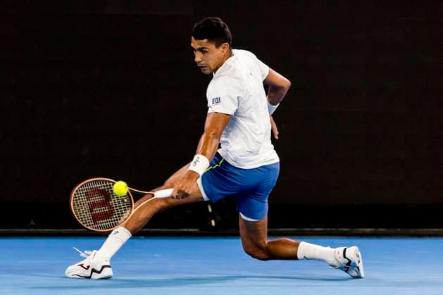 MELBOURNE, VIC - JANUARY 12: Thiago Monteiro of Brazil in action during Round 1 of the 2025 Australian Open on January 12 2025, at Melbourne Park in Melbourne, Australia. (Photo by Jason Heidrich Icon Sportswire) TENNIS: JAN 12 Australian Open EDITORIAL USE ONLY Icon250112104