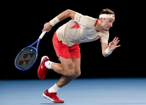 (250112) -- MELBOURNE, Jan. 12, 2025 -- Casper Ruud competes during the men s singles 1st round match between Casper Ruud of Norway and Jaume Munar of Spain at Australian Open tennis tournament in Melbourne, Australia, Jan. 12, 2025. ) (SP)AUSTRALIA-MELBOURNE-TENNIS-AUSTRALIAN OPEN-DAY 1 MaxPing 