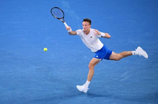 TENNIS AUSTRALIAN OPEN, Jiri Lehecka of Czech Republic in action during his round 1 match against Li Tu of Australia during the 2025 Australian Open at Melbourne Park in Melbourne, Sunday, January 12, 2025. ( NO ARCHIVING, EDITORIAL USE ONLY, NO USE IN BOOKS WITHOUT CONSENT MELBOURNE VICTORIA AUSTRALIA  Copyright: xJOELxCARRETTx 20250112163195273339