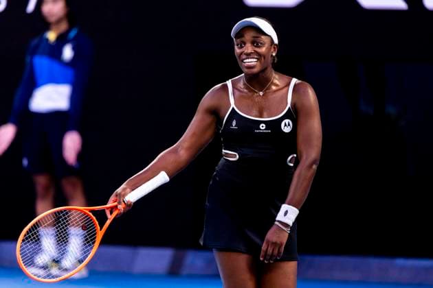 MELBOURNE, VIC - JANUARY 12: Sloane Stephens of the United States of America shows her frustration during Round 1 of the 2025 Australian Open on January 12 2025, at Melbourne Park in Melbourne, Australia. (Photo by Jason Heidrich Icon Sportswire) TENNIS: JAN 12 Australian Open EDITORIAL USE ONLY Icon250112205
