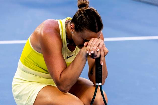 MELBOURNE, VIC - JANUARY 12: Aryna Sabalenka of Belarus shows her frustration during Round 1 of the 2025 Australian Open on January 12 2025, at Melbourne Park in Melbourne, Australia. (Photo by Jason Heidrich Icon Sportswire) TENNIS: JAN 12 Australian Open EDITORIAL USE ONLY Icon250112227