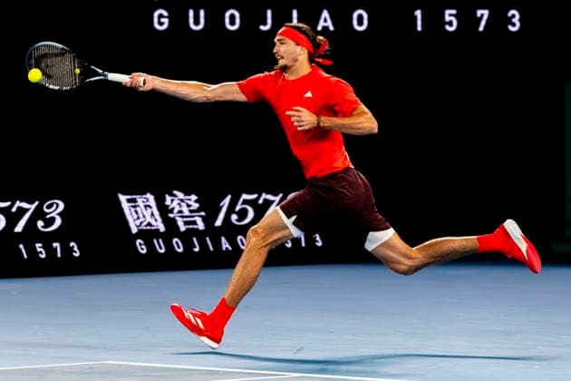 MELBOURNE, VIC - JANUARY 12: Alexander Zverev of Germany in action during Round 1 of the 2025 Australian Open on January 12 2025, at Melbourne Park in Melbourne, Australia. (Photo by Jason Heidrich Icon Sportswire) TENNIS: JAN 12 Australian Open EDITORIAL USE ONLY Icon250112246
