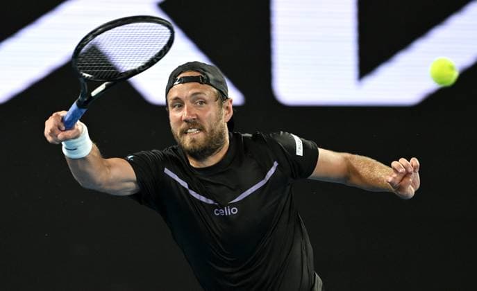 TENNIS AUSTRALIAN OPEN, Lucas Pouille of France returns during his round 1 match against Alexander Zverev of Germany during the 2025 Australian Open at Melbourne Park in Melbourne, Sunday, January 12, 2025. ( NO ARCHIVING, EDITORIAL USE ONLY, NO USE IN BOOKS WITHOUT CONSENT MELBOURNE VICTORIA AUSTRALIA  Copyright: xLUKASxCOCHx 20250112158114435962