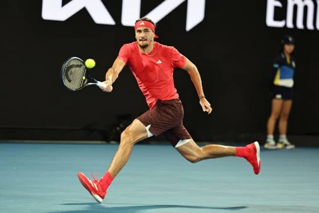 Alexander Zverev, GER, during first round of 2025 Australian Open in Melbourne, 12 01 2025