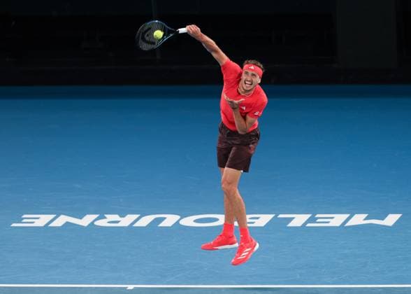 Alexander Zverev, Australian Open 2024, Melbourne Park, Melbourne, Victoria, Australia Copyright: xJuergenxHasenkopfx