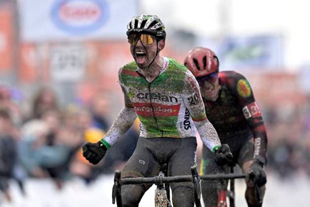 Bilder des Jahres 2025, Sport 01 Januar Sport Themen der Woche KW02 Sport Bilder des Tages Belgian championship Cyclocross Zolder - day 2 ZOLDER, BELGIUM - JANUARY 12 : Dockx Aaron wins , Corsus Yordi is second during the men U23 Race of the 2025 Belgian Championships cyclocross in Zolder, Belgium, 12 01 2025 Zolder Belgium  Copyright: xSesx