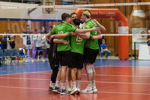 Jubilation after winning points for VC Bitterfeld Wolfen, GER, ASV Dachau vs VC Bitterfeld Wolfen, Volleyball, 1 Bundesliga, Matchday 14, Season 2024 2025, 12 01 2025, GER, ASV Dachau vs VC Bitterfeld Wolfen, Volleyball, 1 Bundesliga, Matchday 14, Season 2024 2025, 12 01 2025 Dachau Copyright: xEibner-Pressefoto JennixMaulx EP_JML