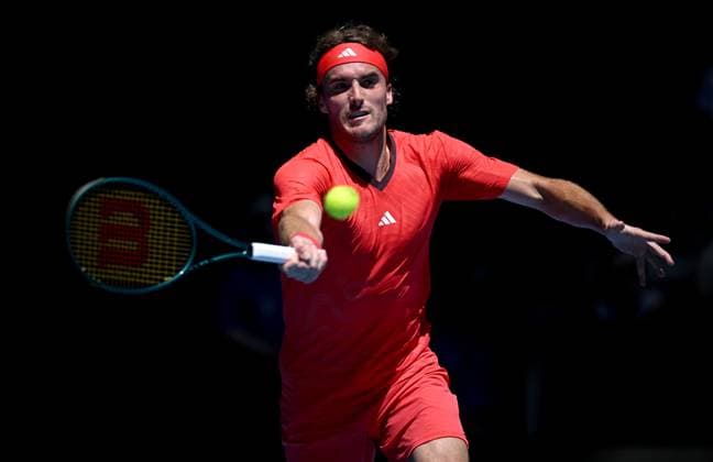 TENNIS AUSTRALIAN OPEN, Stefanos Tsitsipas of Greece during his round 1 match against Alex Michelsen of USA during the 2025 Australian Open at Melbourne Park in Melbourne, Monday, January 13, 2025. ( NO ARCHIVING, EDITORIAL USE ONLY, NO USE IN BOOKS WITHOUT CONSENT MELBOURNE VICTORIA AUSTRALIA  Copyright: xJAMESxROSSx 20250113115556636864