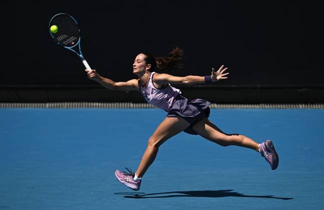 TENNIS AUSTRALIAN OPEN, Zeyneo Sonmez of Turkey returns during her round 1 match against Talia Gibson of Australia during the 2025 Australian Open at Melbourne Park in Melbourne, Monday, January 13, 2025. ( NO ARCHIVING, EDITORIAL USE ONLY, NO USE IN BOOKS WITHOUT CONSENT MELBOURNE VICTORIA AUSTRALIA  Copyright: xJOELxCARRETTx 20250113110922866795